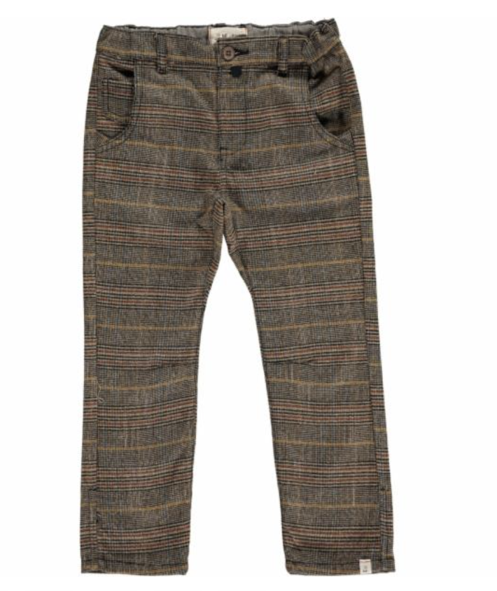 Brown Plaid Suspender Pants